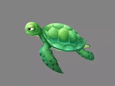 Cartoon Green Turtle Low-poly 3D model purchase