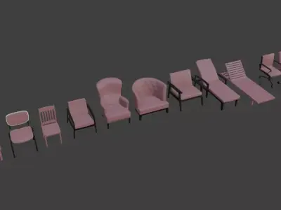 3D Chairs Collection - 13 Unique Furniture Models Low-poly 3D model