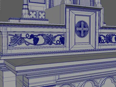 Gothic Wooden Altar 3D model