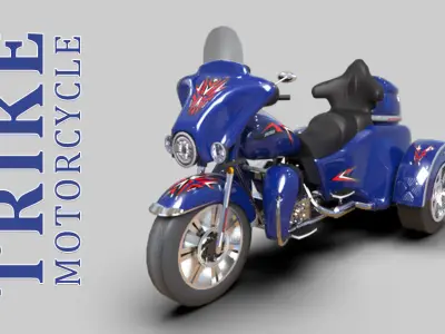 Lowpoly Trike Motorcycle HQ Low-poly 3D model