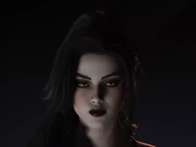 Elegant Vampire Lady  Realistic Gothic Female Character Low-poly 3D model