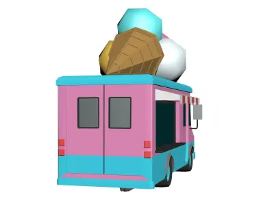 Ice cream truck Hypercasual Low-poly 3D model