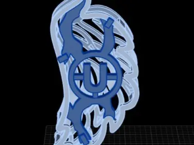Wing with letter at the back 3D print model