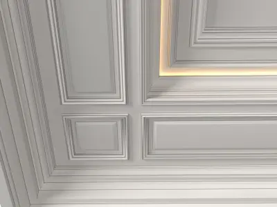 Modern coffered illuminated ceiling Art Deco style  3D model