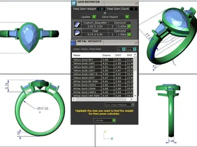 Engagement ring Maya pear 3D print model