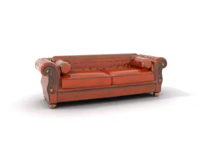 Classic Chesterfield Leather Sofa model pack Low-poly 3D model
