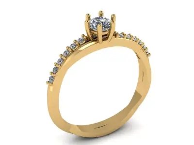 Twisted Band Ring with Central Brilliant Stone 3D print model