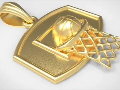 Basketball Hoop Pendant  Charm necklace jewelry 3D print model