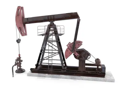 Oil Pumpjack Animated Weathered Pack 3D model