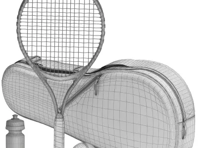 wilson burn black junior tennis racquet bundle 3D model