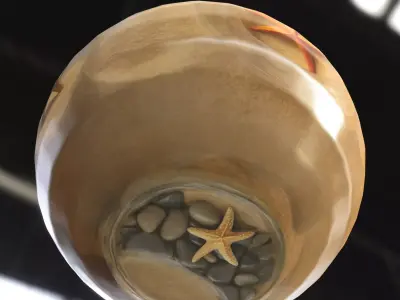 Starfish Sand Jar with Rope Handle Low-poly 3D model