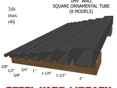 049in Wall Square Ornamental Tube 3D model
