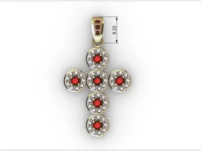 dijes- Colgante cruz redonda -v- 3D print model
