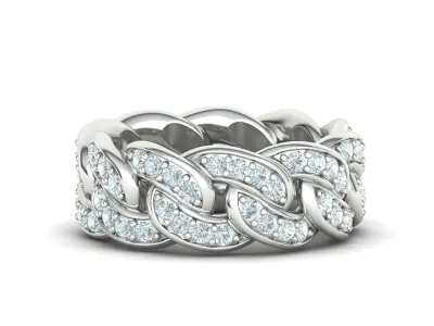 DIAMOND Cuban Link Heavy Chain Ring 9mm Wide 8US Size 3dmodel 3D print model