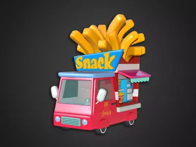 Asset - Cartoons - Food Car - Potato Snacks Car 3D model