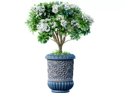 Decorative tree in a luxury Oriental Arabic vase pot 3D model