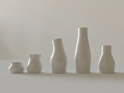 Porcelain Vase collection - 5 modern decorative vases Low-poly 3D model