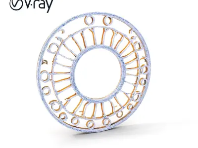 Vintage Circular Metal Wall Art Model Pack Low-poly 3D model