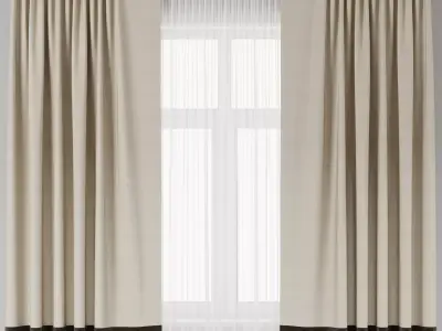 Curtain with gray stripes 64 Low-poly 3D model