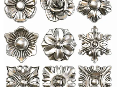 Collection of 25 classic rosettes 3D model