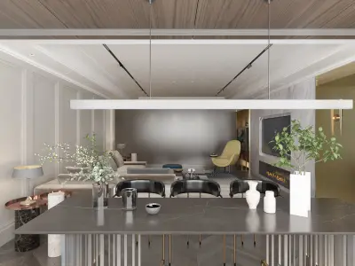 Light luxury style guest restaurant 3D model