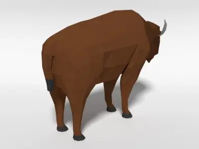 Low Poly Cartoon Bison Low-poly 3D model