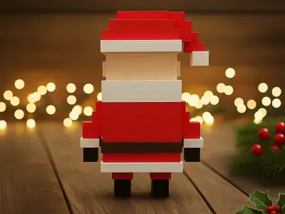 pixel art Santa Claus figurine 3D print model