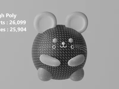  Cartoon Cute Mouse Rat 3D model