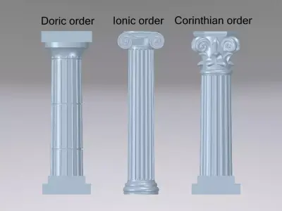 The 3 GREEK Columns - Pillar Orders Doric - ionic - Corinthian 3D print model