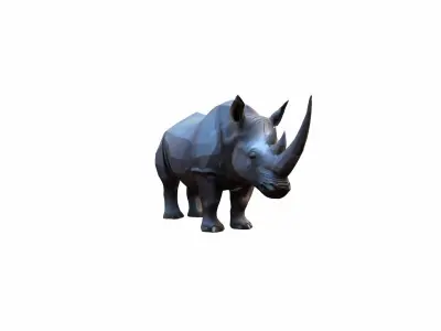 3d Render Lone Rhino In The Savanah 3D model