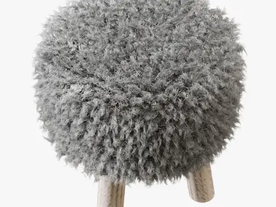 Luxury Gotland sheepskin stool 3D model