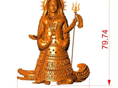 crocadile god matha devi gold silver 3D print model