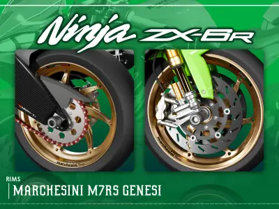 Kawasaki Ninja ZX-6R Low-poly 3D model