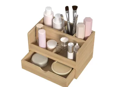 Wooden Organizer for Cosmetics 3D model