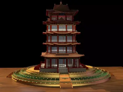 Chinese ancient house 3D model 39