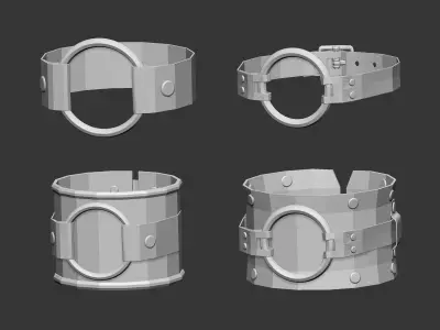 25 low poly arm cuff and bracelet shapes IMM set 3D model