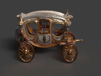 Chinese ancient carriage figure Low-poly 3D model