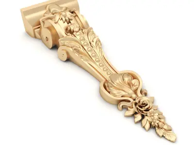 Corbel 7 gold ornate door handle 3D model
