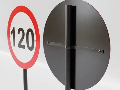 Road Sign - Speed Limit Pack - Universal 004 Low-poly 3D model