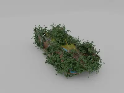 Damaged Rusty Car Low-poly 3D model