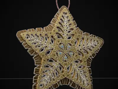 Christmas Decoration Golden Star Low-poly 3D model