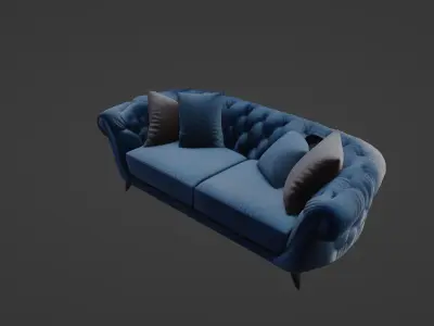 Luxurious Velvet Designer Sofa Tufted Chesterfield Style 3D model