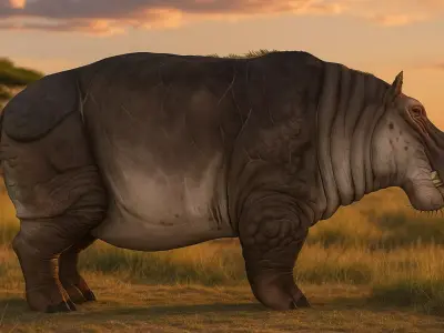 Realistic 3D Hippopotamus Model  Game Ready C4dFBXOBJ3DS Formats Low-poly 3D model