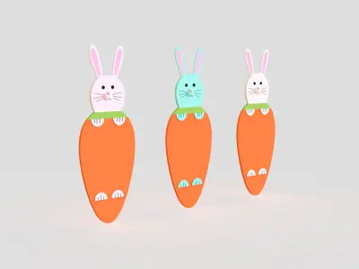 Easter Bunny Card Low-poly 3D model