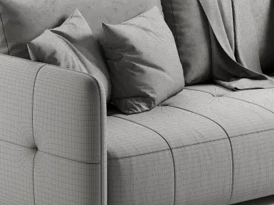 Brent Divan Brent Velvet Stone 3D model