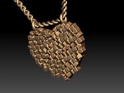 HAMMERED HEART PENDANT 3D print model