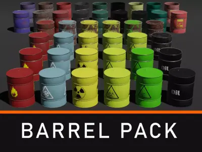 Realistic Metal Barrel Pack Free low-poly 3D model