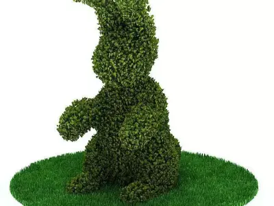 Green Rabbit Shaped Bush 3D model