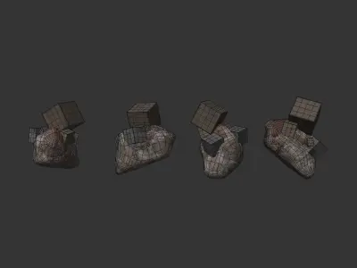 Cubic Metal Crystal Low-poly 3D model