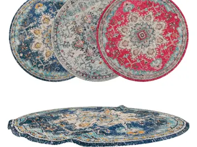 Round Rug Set 136 3D model